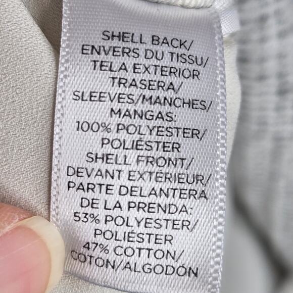 LOFT Cream & Gray Mixed Media Knit Front Panel Long Sleeve Blouse Size Small - Picture 9 of 10